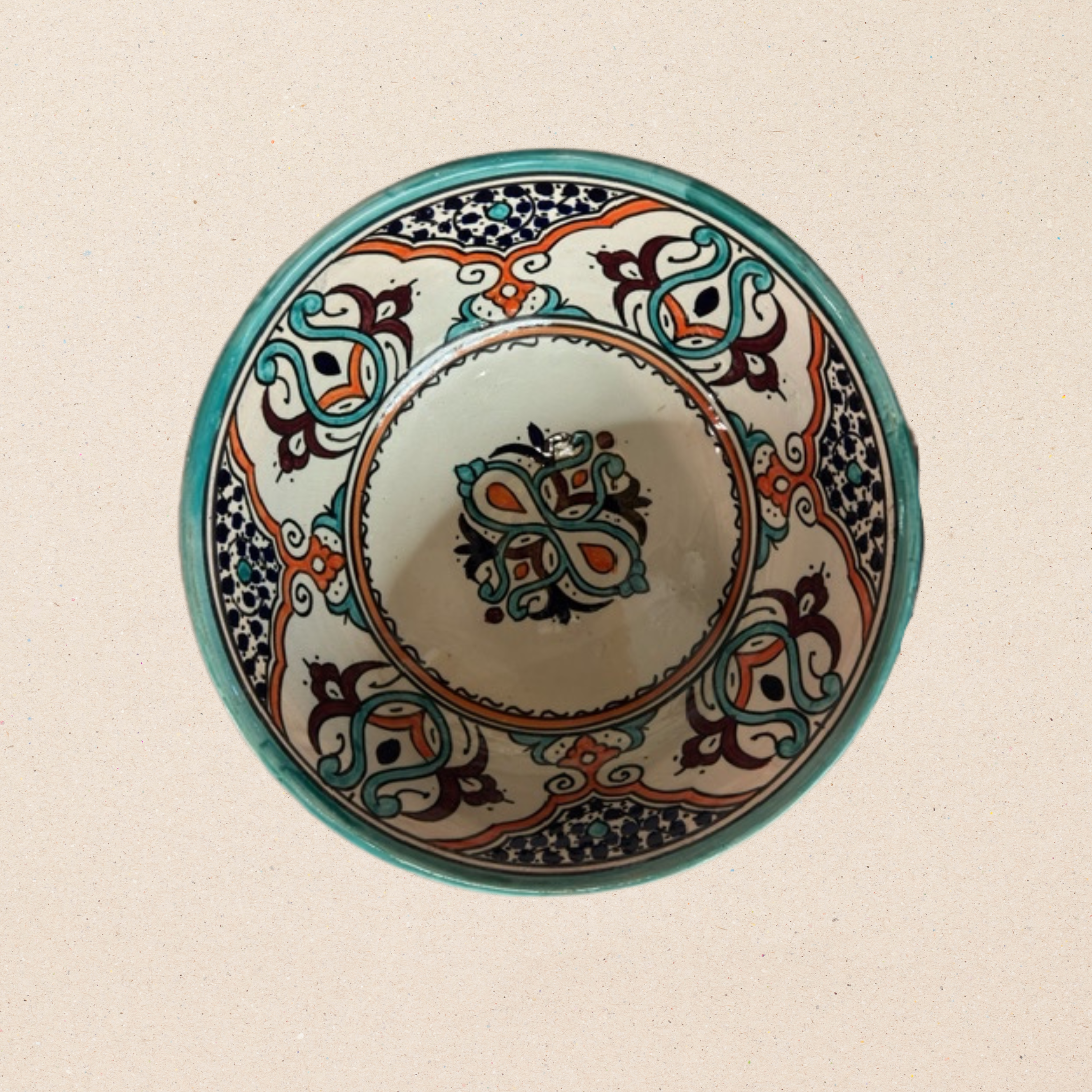 Salat skálar  Atlas keramik - túrkís kantur 30cm